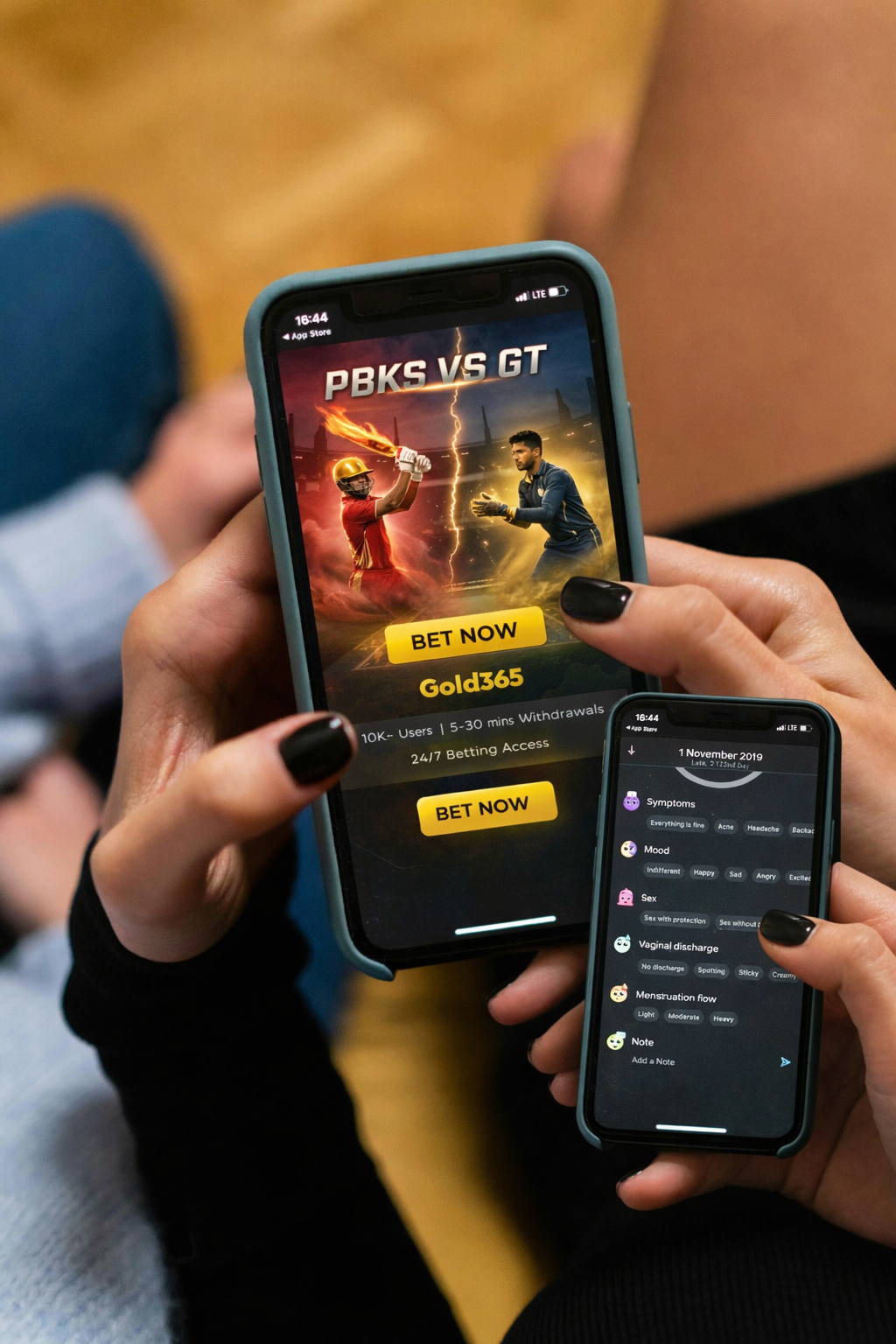 two phones, cricket and health apps